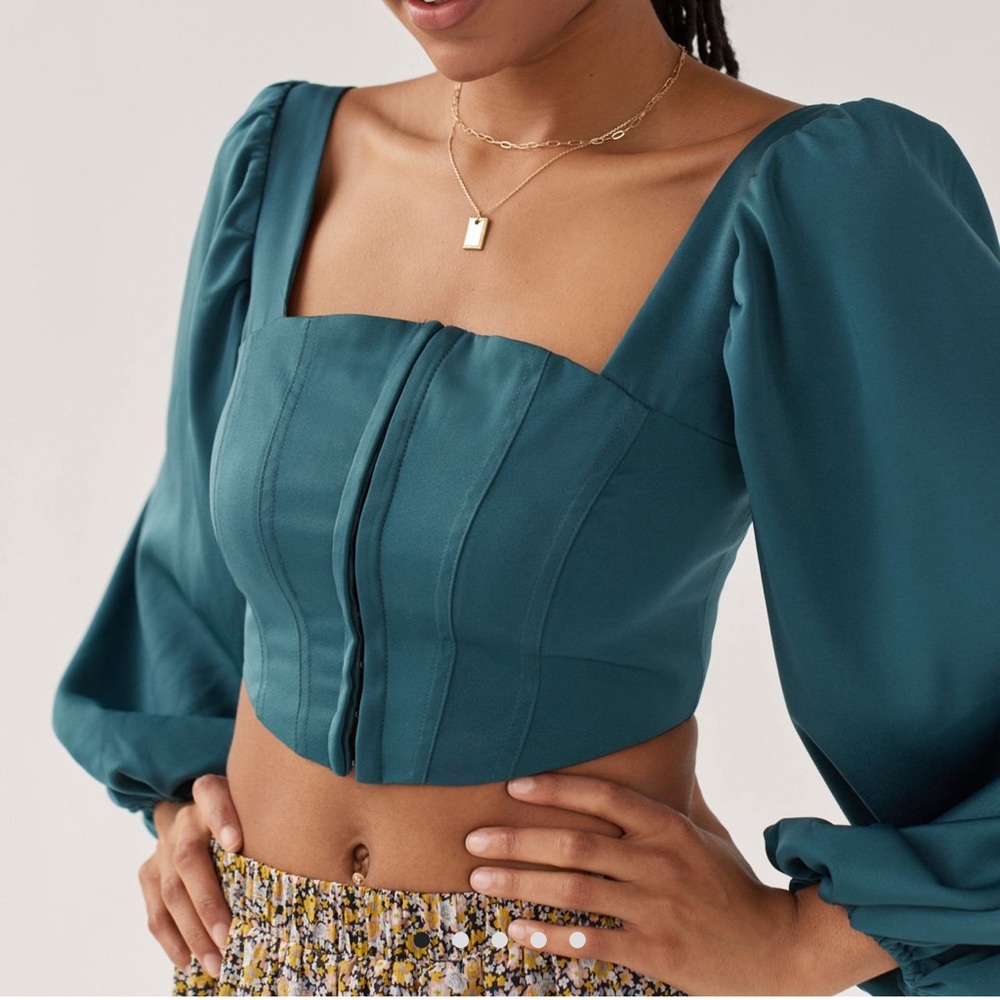 NWT Urban Outfitters corset cropped top with long sleeves